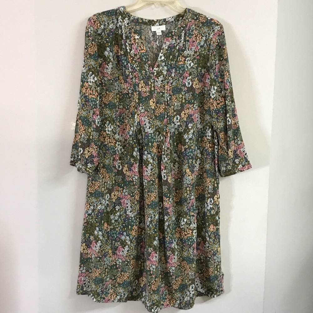 J. Jill Floral Green Dress Boho Size Small